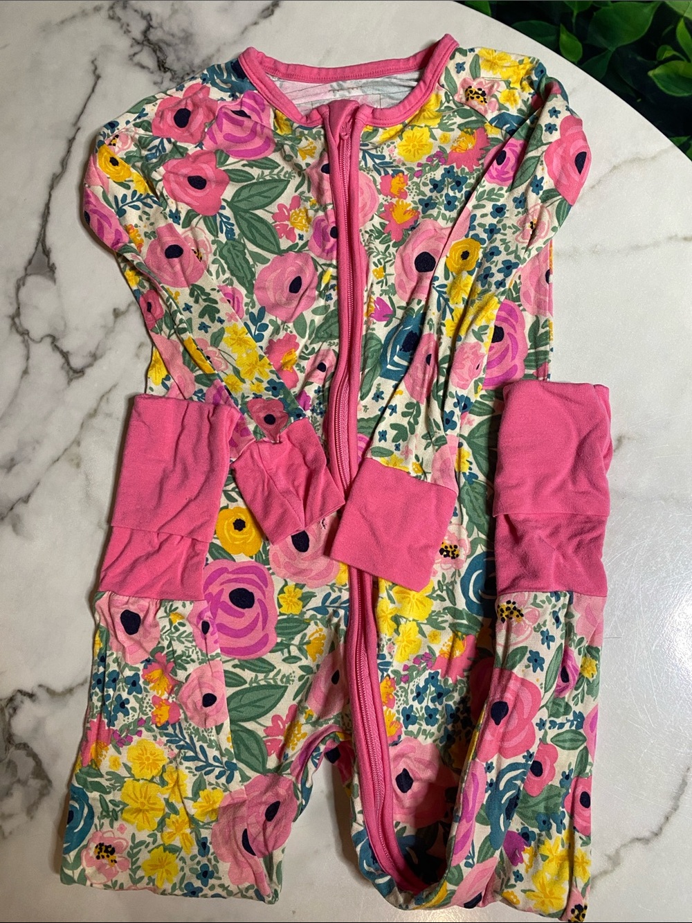 Little Sleepies Pink Floral Zippered Pajamas